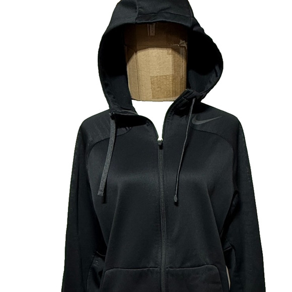 Nike Jacket Womens Medium Black Therma Fit Full Zip Hooded Drawstring Outdoors - Picture 5 of 12